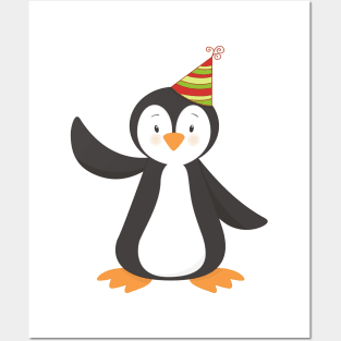 Cute Penguin, Baby Penguin, Penguin With Party Hat Posters and Art